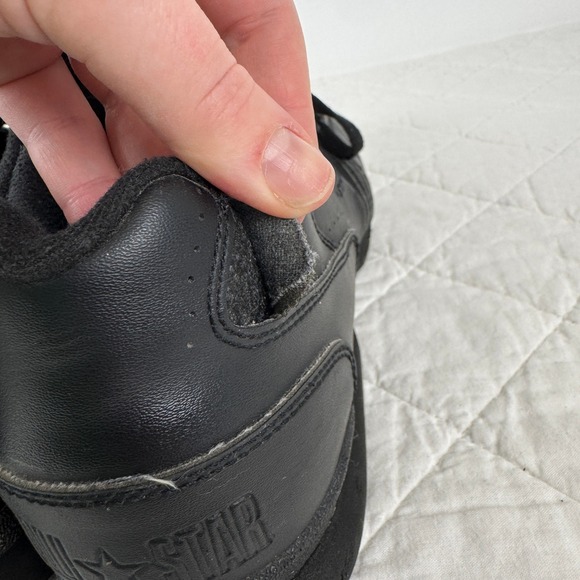 VTG! Converse All Star Black Leather Sneakers 11.5 Athletic Shoes 3B9710 Retro - Picture 10 of 12